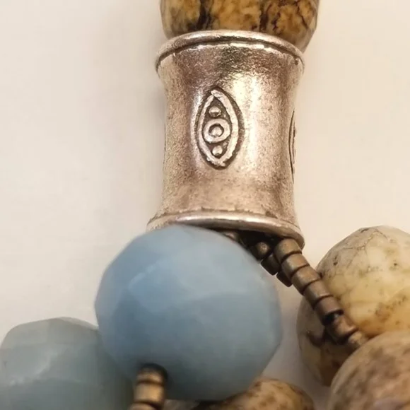 INCA Statement Necklace Natural Stone Single to Multi-Strand Bead Sterling - Picture 5 of 14